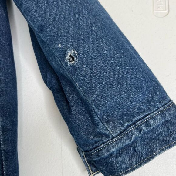 Vintage Pointer Blanket Lined Denim Barn Coat Chore Jacket THRASHED Men Small - Picture 9 of 14
